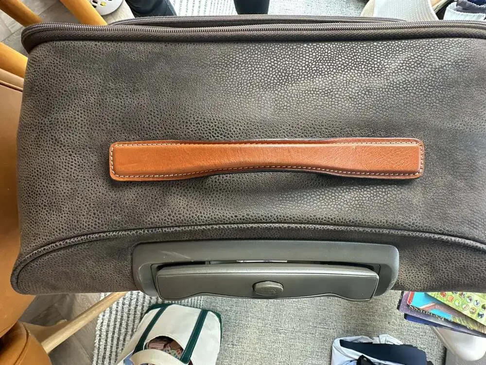 Bric's Life Collection Brown Leather Trimmed Rolling Carry-On Suitcase